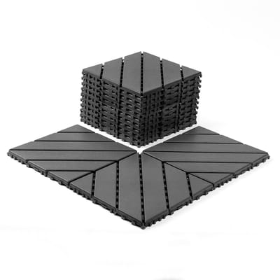 Terrastegels - 44 stuks kliktegels / vlondertegels voor balkon, terras en tuin - kunststof balkontegels 30 x 30 x 2 cm - waterdoorlatende buitentegels - donkergrijs