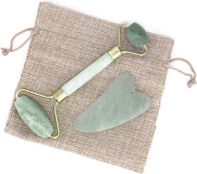 *** Gezichts Roller - Met Gua Sha Schraper - Hand gemaakt - Jade Roller - 100% Natuurlijke Producten - van Heble® ***
