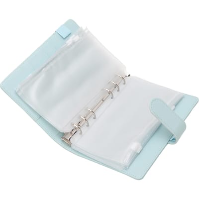 Classeur A6 Classeur A6 Pochette Zippée Carnet Cuir PU Carnet de Budget Enveloppe pour Argent bleu