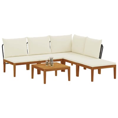 vidaXL - 6 - st - Massief - acaciahout - & - touw - Naturel