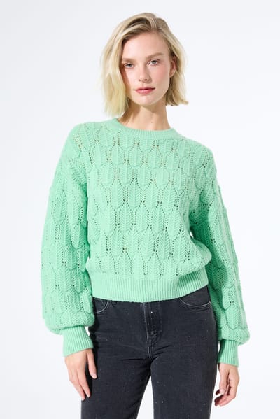 GARCIA Dames Effen Trui Groen Lange mouw