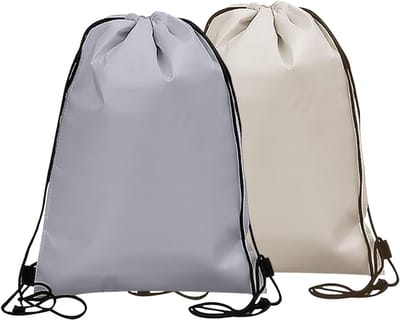 Set van 2 Koeltassen, Vouwbare Rugzakken, Herbruikbare Isolatiezakken voor Werk, School en Reizen (Beige, Grijs)