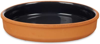 La Dehesa Tapas serveerschaal - terracotta - zwart - D23 x H4 cm - hapjes serveren - ovenschaal - rond