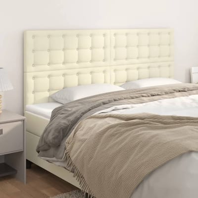 vidaXL - Hoofdbord - crème - 160x5x118/128 - cm - kunstleer