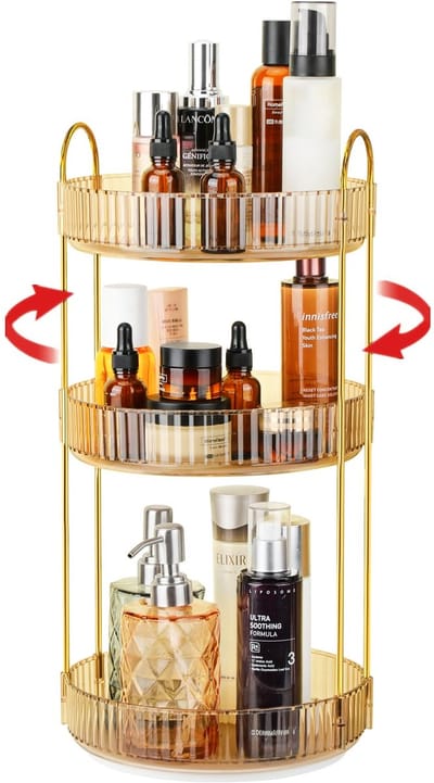 Unyqoos ® Stijlvolle 360 Graden Draaibare Make-up Organizer voor Cosmetica en Huidverzorging met Verstelbare Lagen