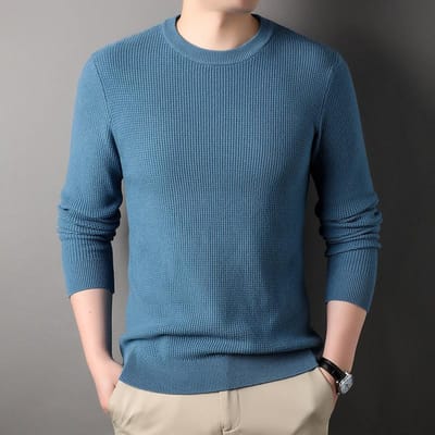 Automne et Hiver Nouveau Pull Tricoté Gaufre Décontracté à Col Rond Vêtements pour Hommes Pull d'Affaires pour Jeunes Hommes XXXXL gray
