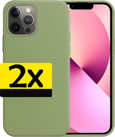 Hoesje - 2 Stuks - Geschikt voor Apple iPhone 14 Pro - Sterk & Shockproof - Case Siliconen - Back Cover - Telefoon Hoes - Telefoonhoesjes - Groen