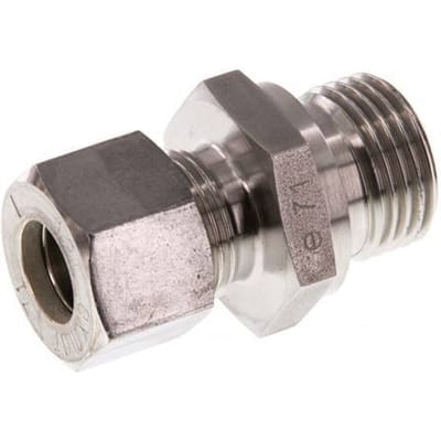 G 1/2'' Buitendraad x 12L RVS Rechte Knelfitting 315 Bar DIN 2353 - FL2S-MO-ST-012G-12-L