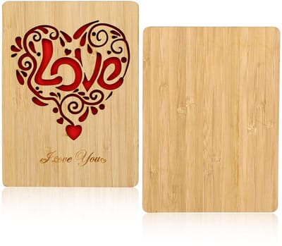 Dailygoods- Verjaardagskaart Houten I Love You - Wenskaart voor Vriend/Vriendin - Romantische Geschenken - Valentijnskaart - Lege Binnenkant voor Persoonlijke Boodschap