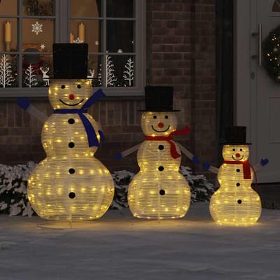 vidaXL - Kerst - Sneeuwman - Familie - 3 - st - 270 - LED's - Warmwit - 55 - x - 122 - cm - Stof