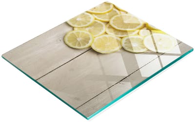 Decoratieve glazen snij- en serveerplank, citroenhout, 60x52 cm