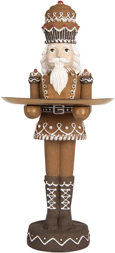 Clayre & Eef Kerstdecoratie Beeld Notenkraker 11x13x40 cm Bruin Kunststof