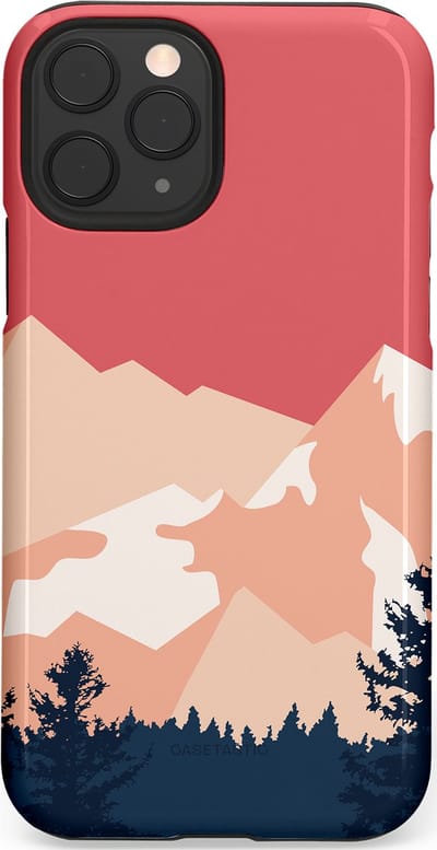 Casetastic hoesje geschikt voor Apple iPhone 11 Pro - Dubbellaagse bescherming - Bergen bij stille toppen - Fashion Case - Koraal Donkergrijs Zand Perzik