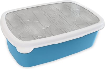 Broodtrommel Blauw - Lunchbox - Brooddoos - Verf - Patronen - Grijs - 18x12x6 cm - Kinderen - Jongen