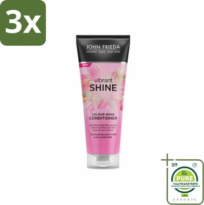 3 x John Frieda – Conditioner – Vibrant Shine Colour – Glansversterkend – 250 ml - Grootverpakking - Glansversterking - Haarkleur - Haarverzorging - Glans - Zachtheid