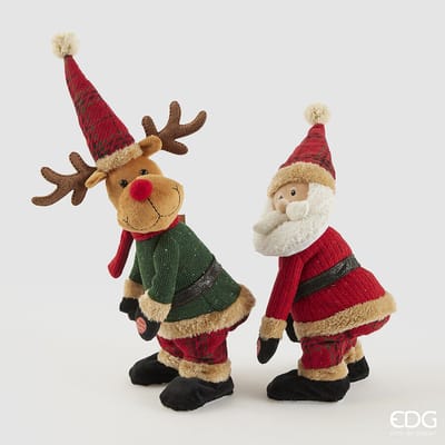 EDG - Enzo De Gasperi - Kerstman En Rendier Kerst - Bewegend met muziek - Set van 2 - H38 cm