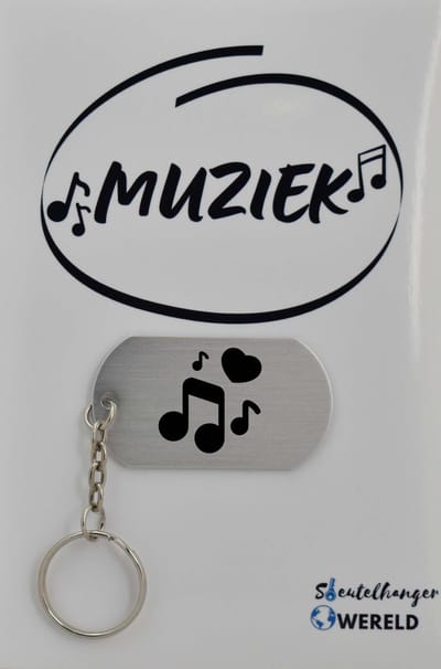 muzieknoot Sleutelhanger inclusief kaart - muzieknoot cadeau – muzieknoot - Leuk kado voor je vriend om te geven - 2.9 x 5.4CM
