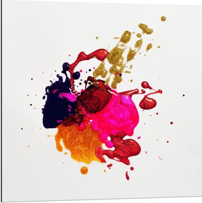 Dibond - Gekleurde Verfvlekken - 80x80cm Foto op Aluminium (Met Ophangsysteem)