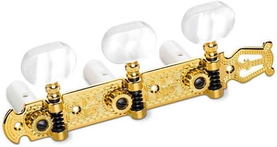 Schaller 1034056331 Lyra Stemmechanieken Goud met Witte Acryl Knoppen en Witte Snaarrollen