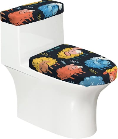 Toiletdeksel Hoezen - Reservoir Set - Badkamer Decoratie - Rekbaar Materiaal - 2 Stuks - Zwart