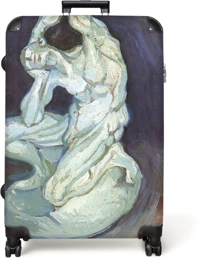 NoBoringSuitcases.com® - Koffer groot - Reiskoffer lichtgewicht - Gipsen beeld van een knielende man - Vincent van Gogh - Rolkoffer met 4 wielen - Grote trolley XL - 98 liter bagage