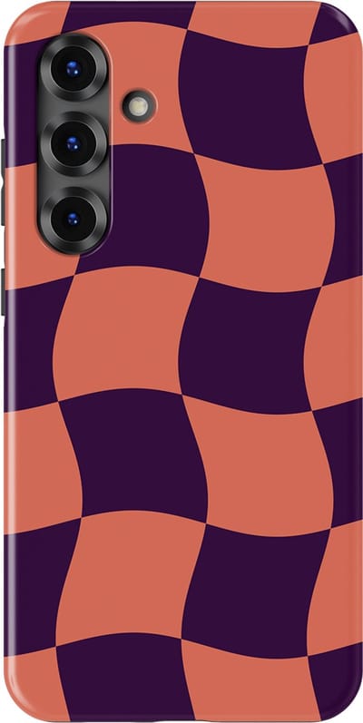 Checkered Warp Hoesje Samsung Galaxy S25 Plus | Geschikt Voor Mag | Uniek Design Hoesje | Beschermhoes Samsung Galaxy S25 Plus Check Flame