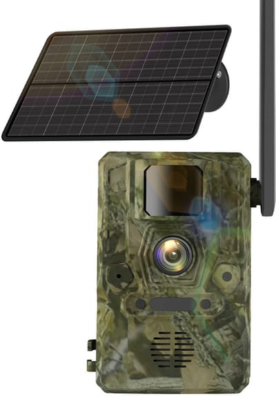 NÖRDIC 4G Wildcamera met Zonnepaneel – 4W Solar – 3MP FHD – Camouflage – IP66 Waterdicht – Inclusief GPS-locator