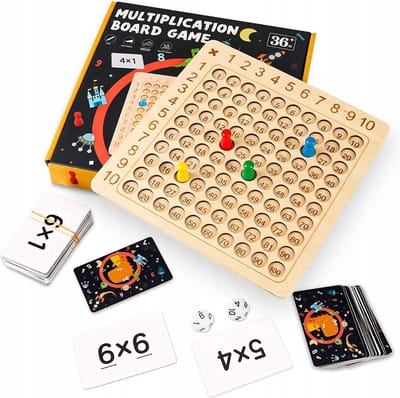 Playos® - Keersommen Spel - Donkerblauw - Vermenigvuldigen - Tafels Leren - Tafelsommen - Keersommen - Educatief Speelgoed - Montessori Speelgoed - Leren Rekenen - Cognitieve Ontwikkeling
