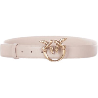 PINKO Leren riem Love Berry H3 Belt W85 Beige - Smoke Grey - Antique Gold