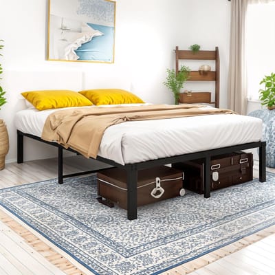 Metalen Bedframe 140x200 cm met Lattenbodem | Stabiel en Onderhoudsvrij Zwart Bed