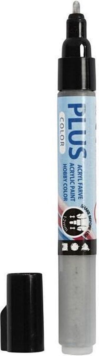 Plus Color Marker, L: 14,5 cm, lijndikte 1-2 mm, zilver, 5,5 ml, 1 stuk