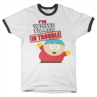 South Park I'm White Trash In Trouble Ringer Tee T-shirt White-Black