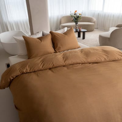 Kayori Rui Dekbedovertrek Peached Twill Katoen - 140x200-220 + 1 sloop - Eenpersoons - Zacht & Warm - Goud