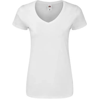 Dames-T-shirt met V-hals Fruit of the Loom Iconic 150