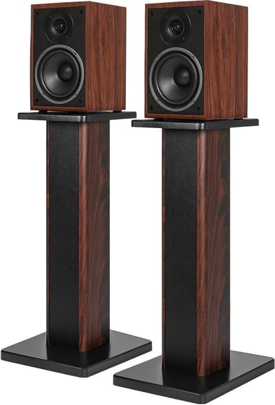 Houten Speaker Standaard voor Thuisbioscoop, Universele Steun voor Staande Speakers, Zandgevulde Ontwerp met 50kg Draagcapaciteit (60cm)