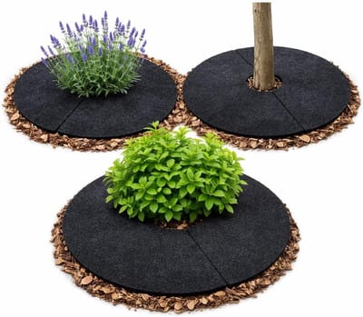 Vilten mulchschijf - Onkruiddoek tuin - Onkruid weren - Waterdoorlatend materiaal - 33 cm diameter - Antraciet