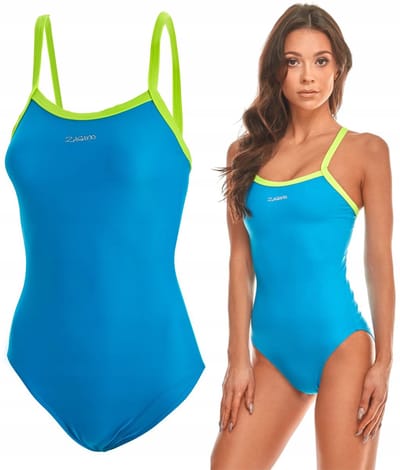 ZAGANO - Badpak dames - Sneldrogende - Sport zwempak - Strandpak damen - Maat 36 - blauw / groen