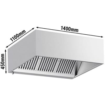 GGM Gastro Kastenhaube - 1400mm - mit Filter & Lampe Zilver
