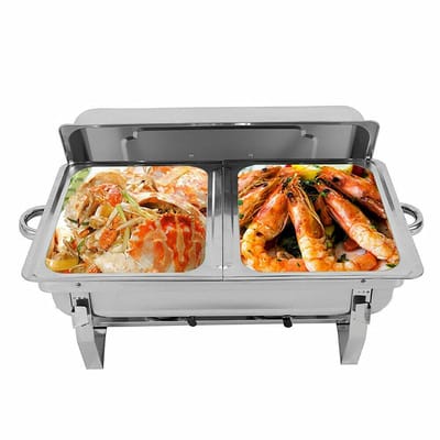 Voedselwarmer Chafing Dish - Warmhoudcontainer Buffetwarmer - Feesten Buffet - Roestvrij Staal - 75 liter - Zilver