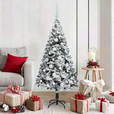 vidaXL - Kunstkerstboom - met - 150 - LED - Wit - 150 - cm - PVC - en - Staal - en - Kunststof