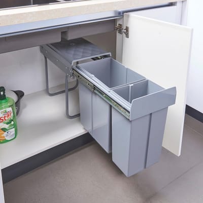Inbouw prullenbak 20L en 10L - Grijs