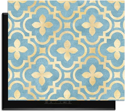KitchenArt - Deep Azure Blossom - Inductie Beschermer - 70x52 cm - Kookplaat Beschermer - Luxe Afdekplaat Inductieplaat - Anti-slip & Oprolbaar - Beschermmat Inductiekookplaat