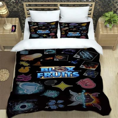 Game b-blox Fruits Pinted Beddengoed Sets Exquise Bedbenodigdheden Set Dekbedovertrek Beddekbed Set Beddengoed Set Luxe Verjaardagscadeau EU single(135x200cm)