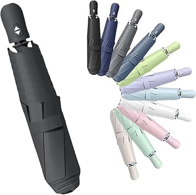 Mini Automatische Op-En Inklapbare Paraplu - Ultralicht Compact Draagbaar - UPF 50 UV-Bescherming - 6 Spaken - Regen en Zon Zakparaplu - Voor Reizen, Rugzak, Auto En Handtas - Zwart