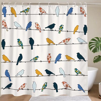 Dailygoods- Douchegordijn Waterdicht 183x183 cm - Polyester - Kleurrijke Vogelprint - Badkameraccessoires - Antischimmel - Duurzaam Textiel - Badgordijn