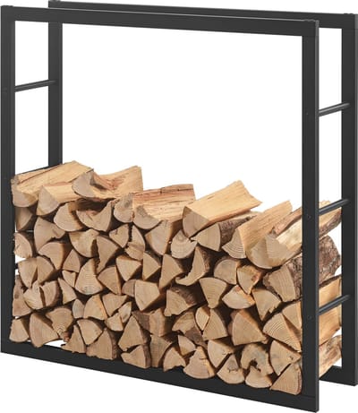 Brandhout rek houtopslag Täby zwart 100x25x100 cm