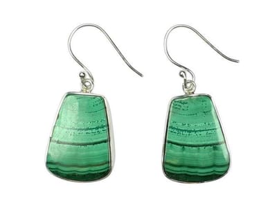 Zilveren oorbellen Malachiet 925 zilver (incl. oorbel stoppers)