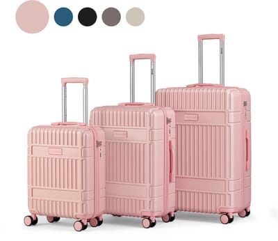 SKYCASES Kofferset – Classic Heritage – 3 Delig – Handbagage & Check-in Koffers – 36L/63L/100L – TSA Slot – 360° geruisloze wielen – Lichtgewicht – Trolley – Roze