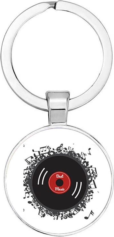 Akyol - Vinyl Sleutelhanger - dj - iemand die houdt van muziek - muziek liefhebber - houden van - verjaardagscadeau - gift - geschenk - kado - 2,5 x 2,5 CM
