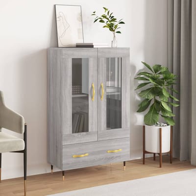 vidaXL - Hoge - kast - 69,5x31x115 - cm - bewerkt - hout - grijs - sonoma - eikenkleurig
